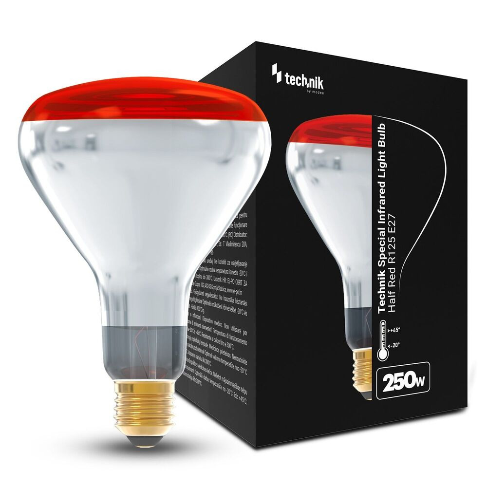 Technik Special Light Infra izzó Fél Piros R125 250W E27, 180°, dimmelhető, TSL-IHR-E27