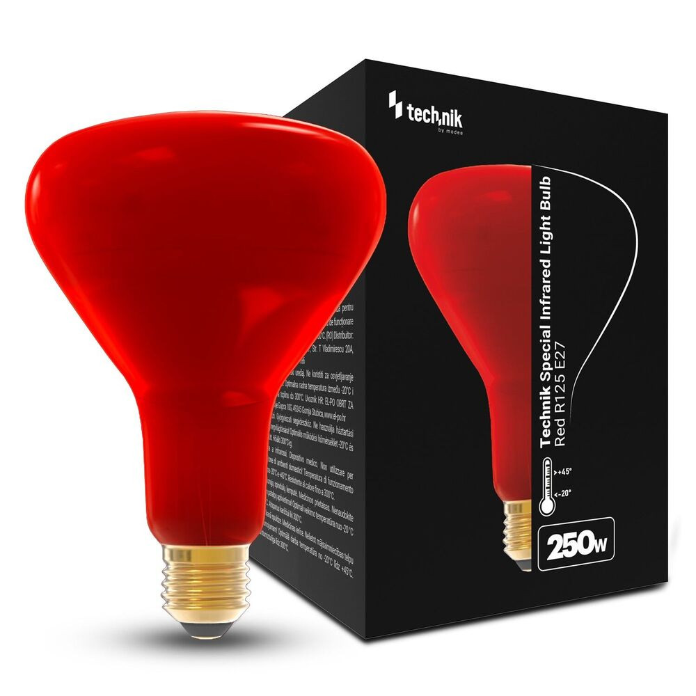 Technik Special Light Infra izzó Piros R125 250W E27, 180°, dimmelhető, TSL-IR-E27