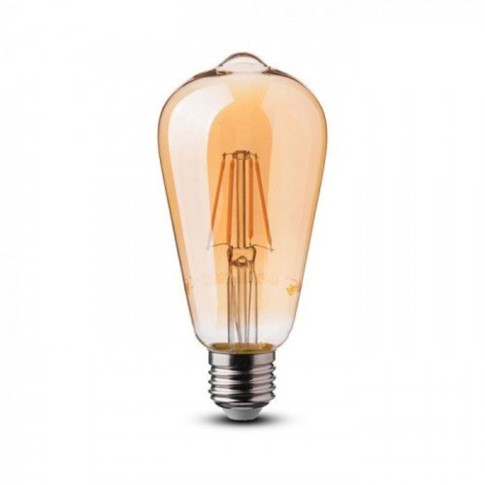 LED lámpa , égő , izzószálas hatás , filament , E27 foglalat , Edison , 8 Watt , meleg fehér , borostyán sárga