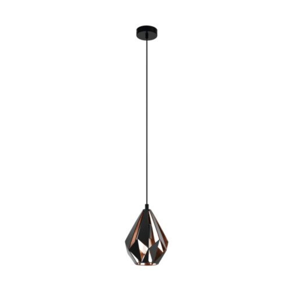 LED lámpa függeszték , mennyezeti , E27 , acél , fekete , vörösréz , EGLO , CARLTON 1 , 49997