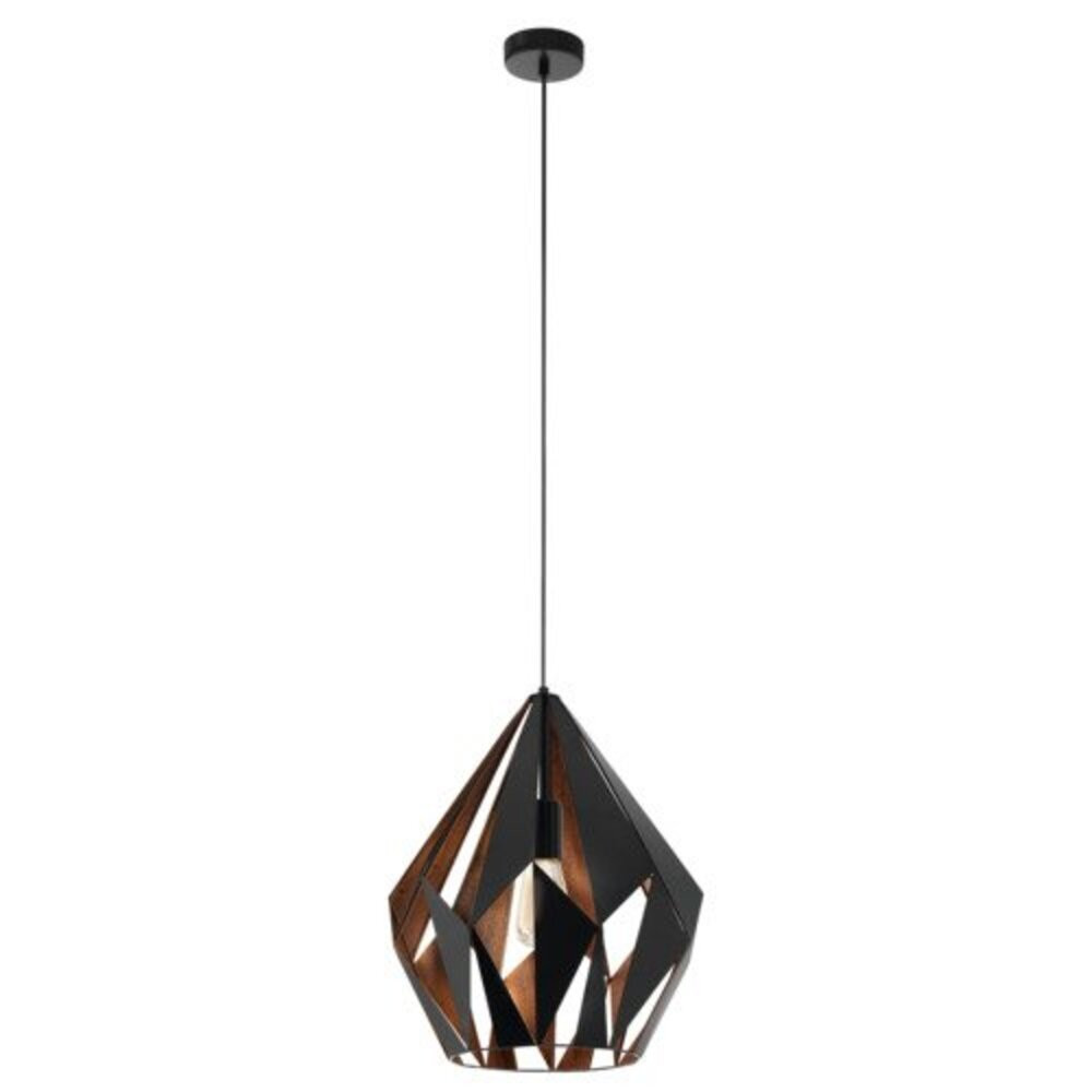 LED lámpa függeszték , mennyezeti , E27 , acél , fekete , vörösréz , EGLO , CARLTON 1 , 49878