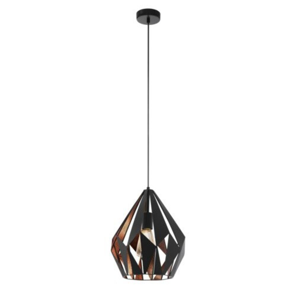 LED lámpa függeszték , mennyezeti , E27 , acél , fekete , vörösréz , EGLO , CARLTON 1 , 49254