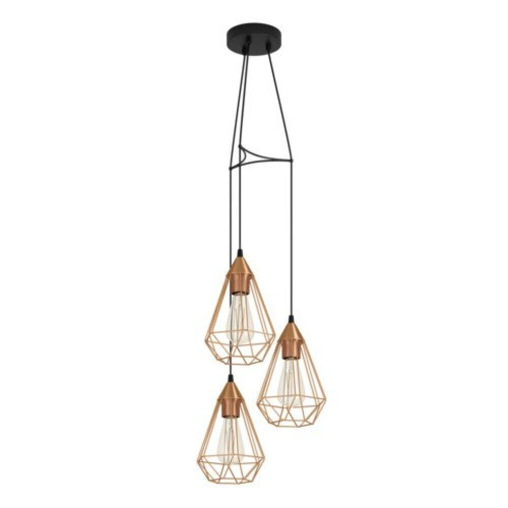 LED lámpa függeszték , mennyezeti , 3 x E27 , acél , réz , EGLO , TARBES , 94196