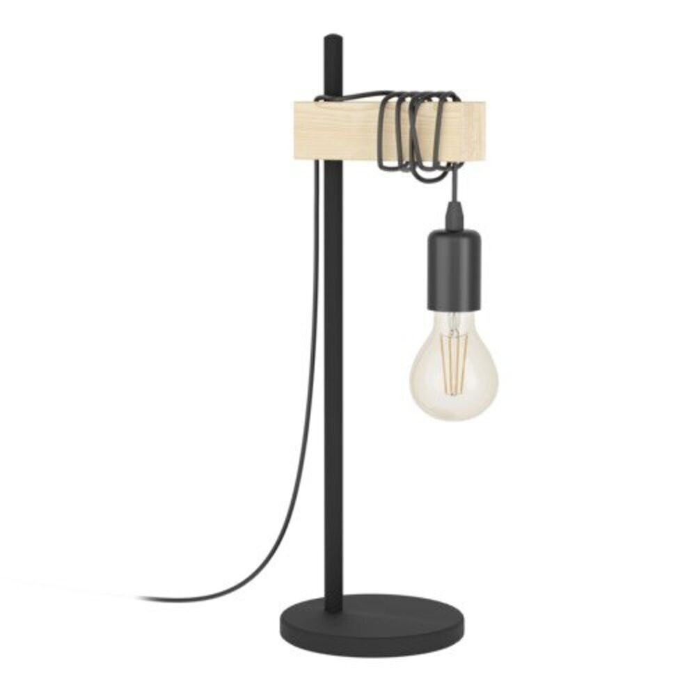 LED lámpa , asztali , E27 , acél , fa , fekete , EGLO , TOWNSHEND , 32918