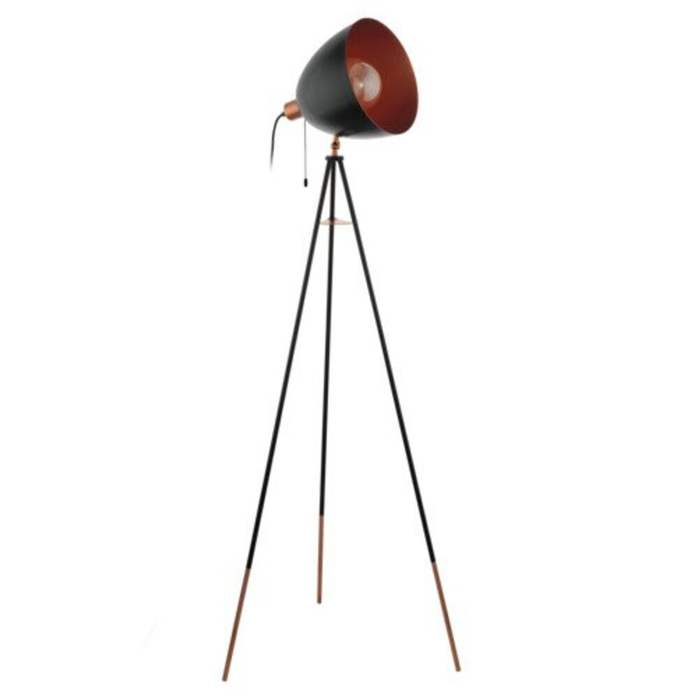 LED lámpa , állólámpa , E27 , acél , fekete , vörösréz , EGLO , CHESTER , 49386