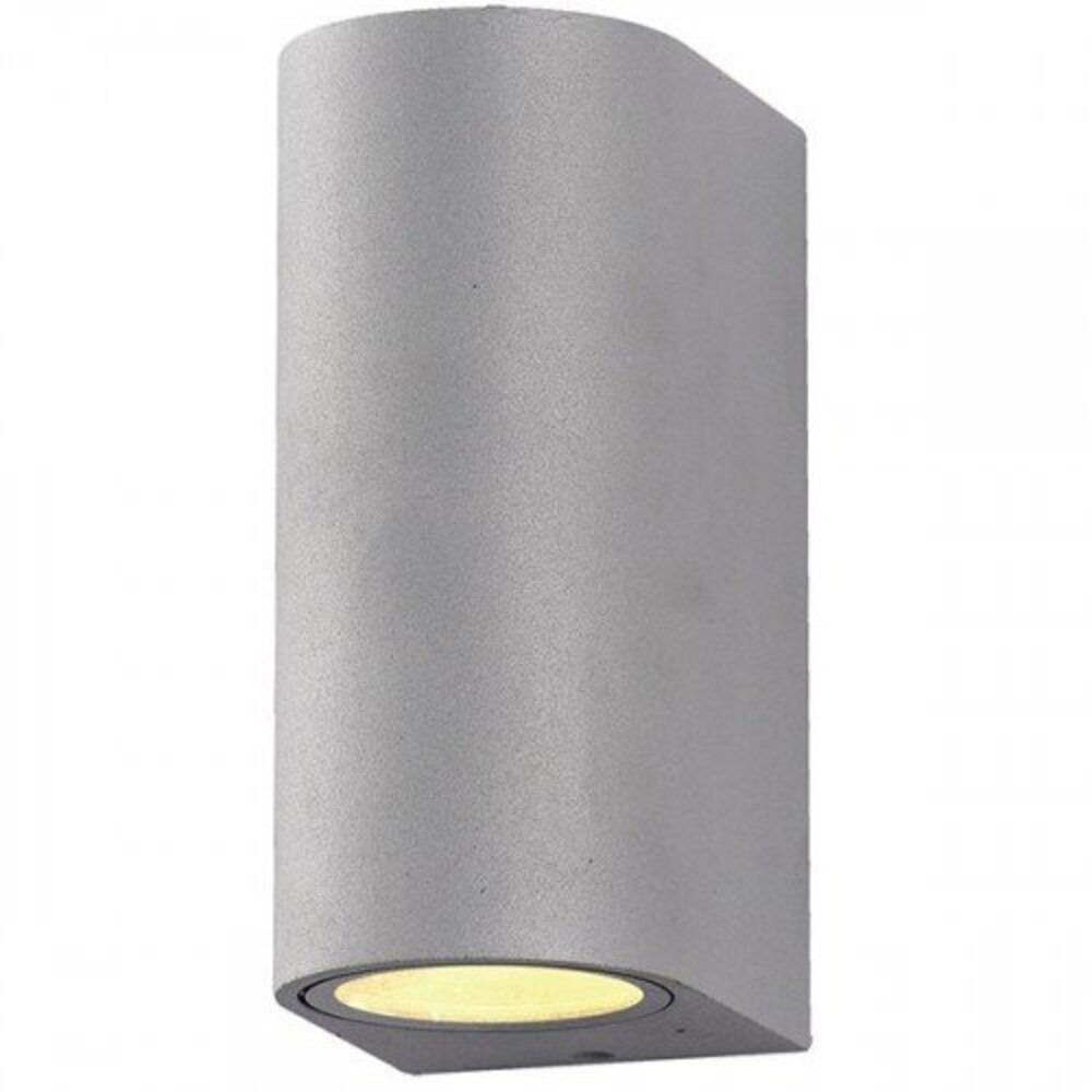 LED lámpatest , 2 x GU10 , oldalfali , kerek , 2 irányú , szürke , kültéri , IP44