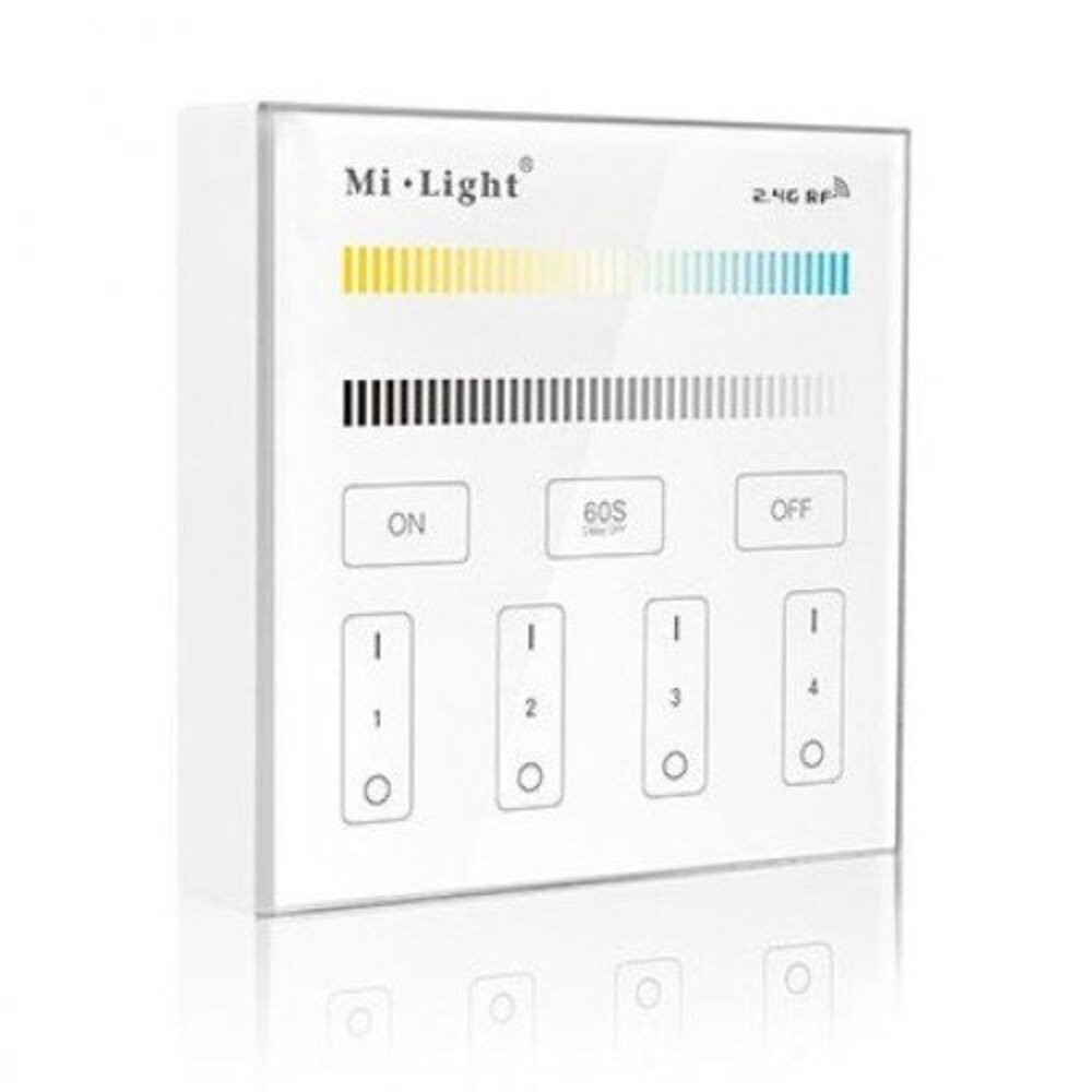 Vezeték nélküli , elemes, fali , érintős , vezérlőpult, CCT fényforráshoz, 4 zónás , Miboxer (Mi-Light) , B2