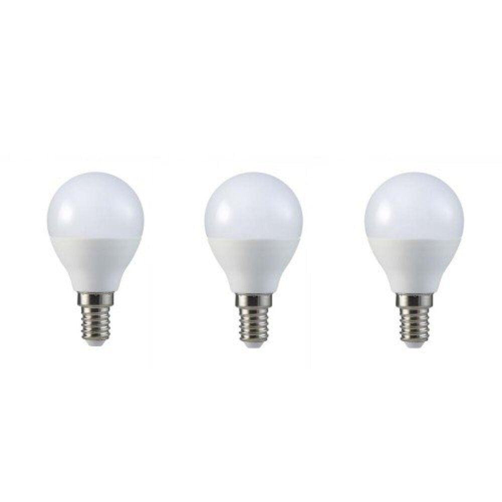 LED lámpa , égő , kis gömb , E14 foglalat , 4.5 Watt , meleg fehér , 3 darabos csomag