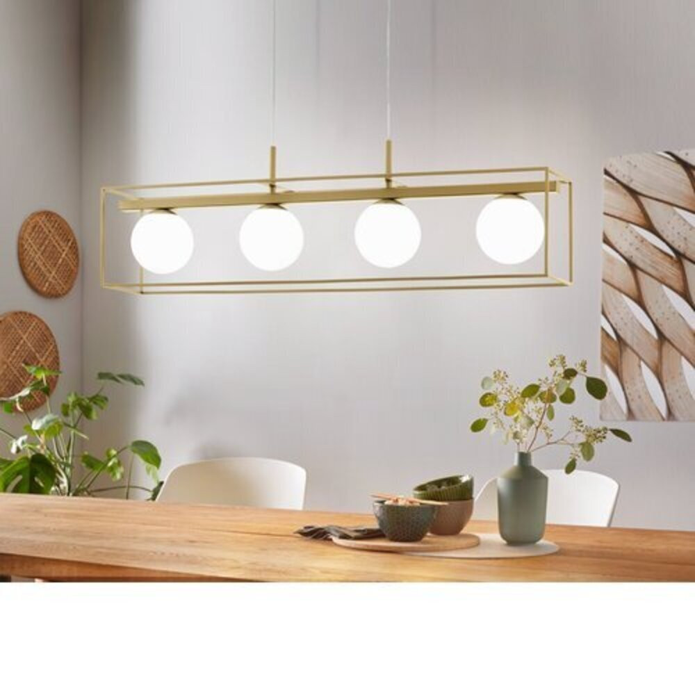 LED lámpa függeszték , mennyezeti , 4 x E14 , acél , fehér , pezsgő színű , EGLO , VALLASPRA , 97793
