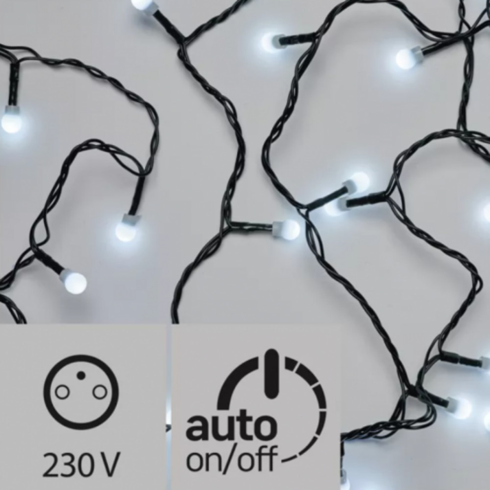 LED karácsonyi fényfüzér, cseresznye – golyók, 8 m, kültéri és beltéri, hideg fehér, időz., IP44, EMOS, D5AC02