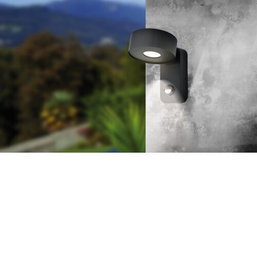 Led lámpatest , mozgásérzékelős , oldalfali , 6 Watt , meleg fehér , fekete , kültéri , IP44 , EGLO , PALOSCO , 98738