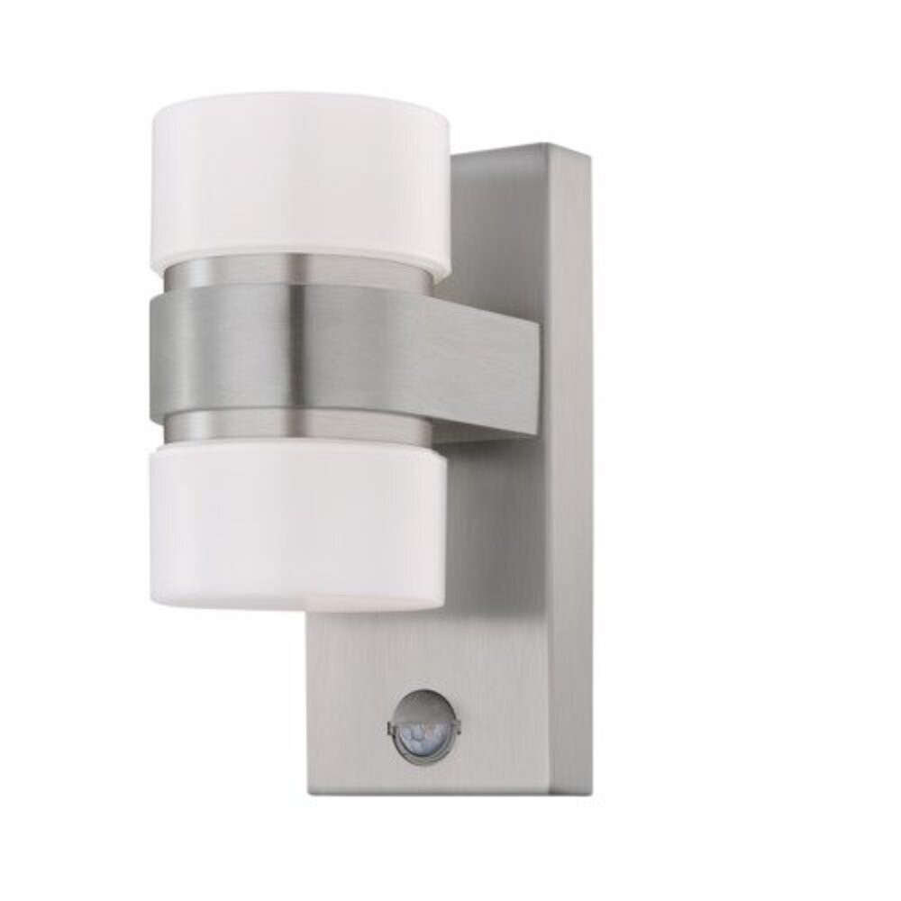 LED lámpa , kültéri , oldalfali , 2 irányú , mozgásérzékelős , 2 x 6W , meleg fehér , nemesacél , IP44 , EGLO , ATOLLARI , 96277
