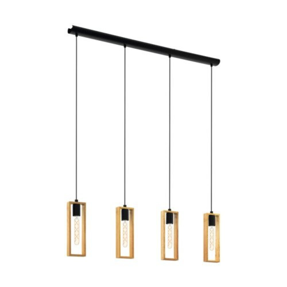 LED lámpa függeszték , mennyezeti , 4 X E27 , fa , fekete , EGLO , LITTLETON , 49475