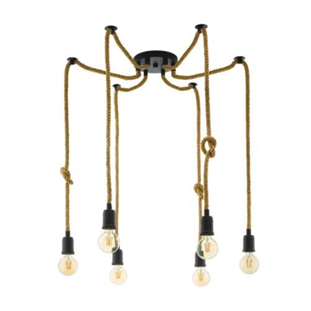 LED lámpa függeszték , mennyezeti , 6 x E27 , acél , fekete , EGLO , RAMPSIDE 3 , 43195