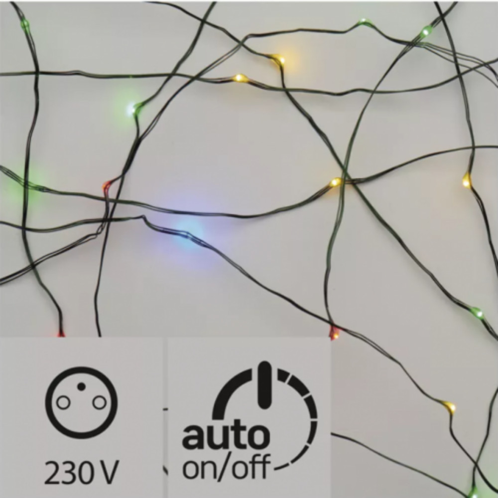 LED karácsonyi nano fényfüzér, zöld, 15 m, kültéri és beltéri, többszínű, időzítő, RGB, IP44, EMOS, D3AM03