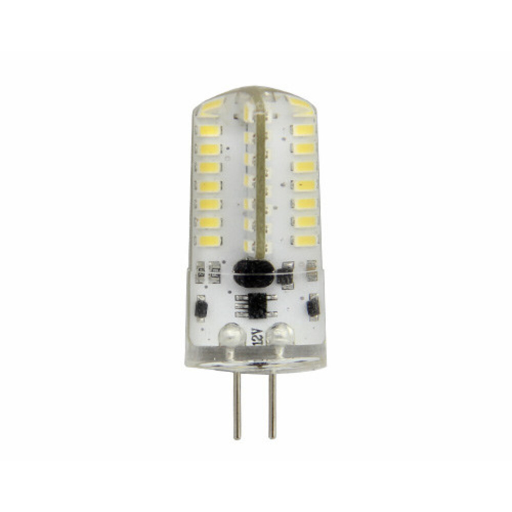 LED lámpa , 12V DC , kukorica , G4 foglalat , 3 Watt , 360° , szilikon bevonat , hideg fehér