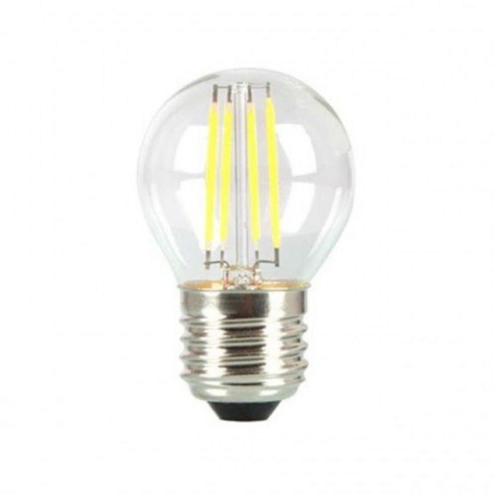 LED lámpa , égő , izzószálas hatás , filament , kis gömb , E27 foglalat , G45 , 4 Watt , meleg fehér
