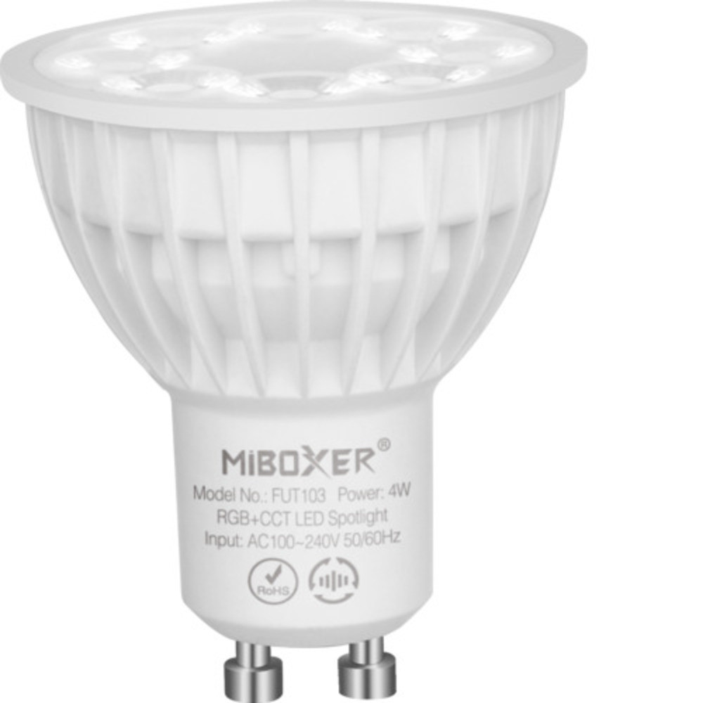 RGB- CCT LED lámpa , égő , szpot , GU10 , 4 Watt , dimmelhető , 2.4GHz , Miboxer (Mi-Light) , FUT103