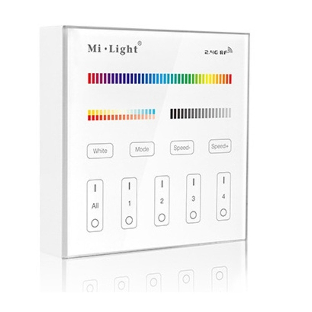 Vezeték nélküli , hálózati , 4 zónás , fali , érintős , vezérlőpult, RGB + CCT , Miboxer (Mi-Light) , T4