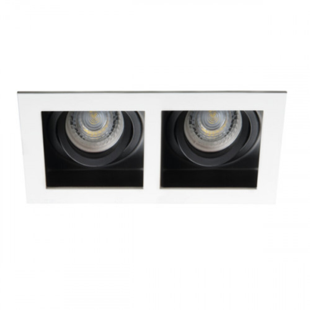 LED lámpatest , spot keret , négyzet , 2 x MR16/GU10 , beépíthető , billenthető , fekete , fehér , ARET