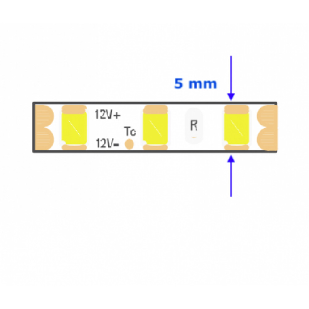 LED szalag , 2835 , 120 led/m , 9 Watt/m , hideg fehér , 800 lumen/m , keskeny , 5mm , 5 év garancia