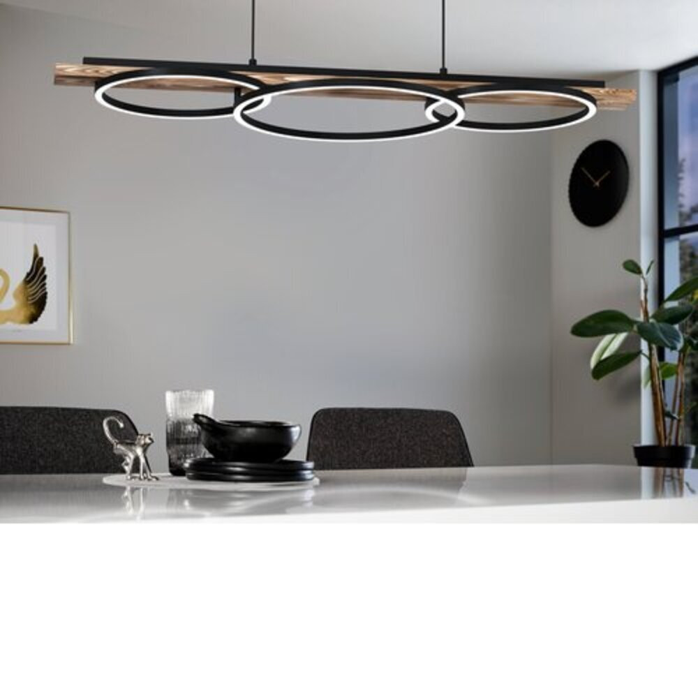 LED lámpa , függeszték , 2 x 12.5W és 15.5W , meleg fehér , fa , rusztikus barna , EGLO , BOYAL LED , 99624