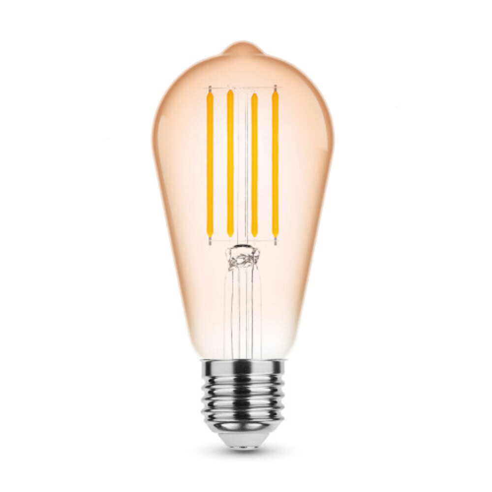 LED lámpa , égő , izzószálas hatás , filament , E27 foglalat , ST58 , Edison , 4 Watt , meleg fehér , 1800K , borostyán sárga , Modee