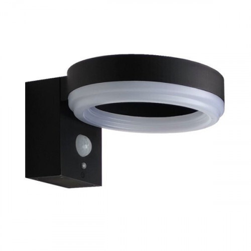 LED lámpatest , oldalfali , napelemes , mozgásérzékelővel , 6W , hideg fehér , fekete , kültéri , IP44