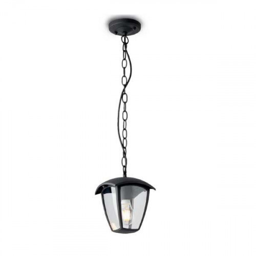 LED lámpatest , E27-es foglalat , függeszték , kültéri , matt fekete , IP44