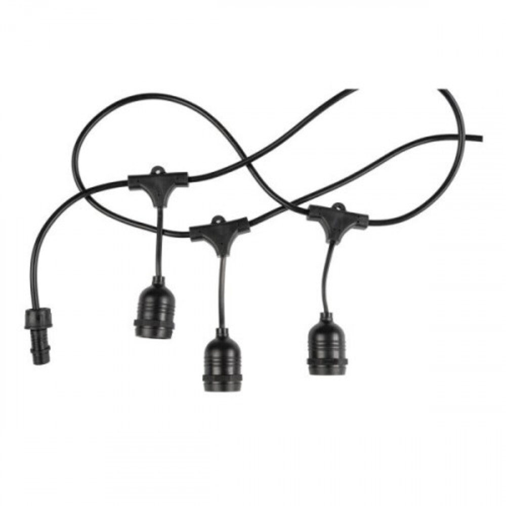 Led fényfüzér , kültéri , 10 db x E27 , 6 m , fekete , IP65