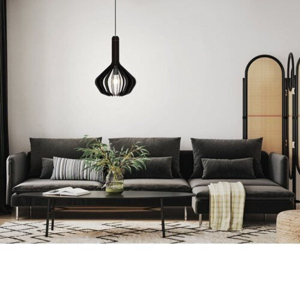 LED lámpa , függeszték , mennyezeti , E27 foglalat , fekete , 38 cm , EGLO , VELASCO , 900154