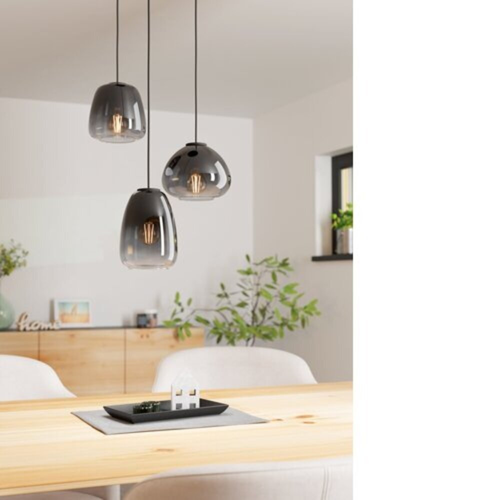LED lámpa , függeszték , mennyezeti , 3xE27 foglalat , fekete , EGLO , AGUILARES , 900196