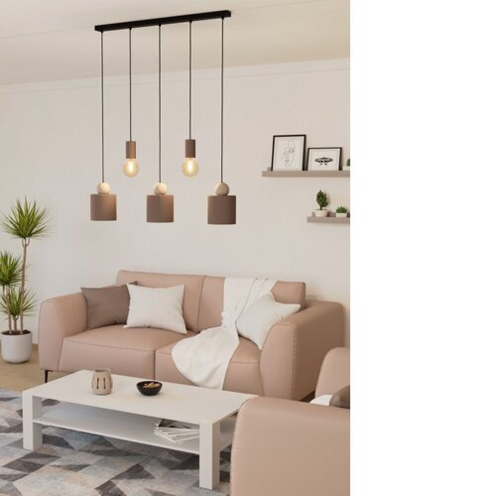 LED lámpa , függeszték , mennyezeti , 5xE27 foglalat , mokka , EGLO , GAZZOLA , 900346