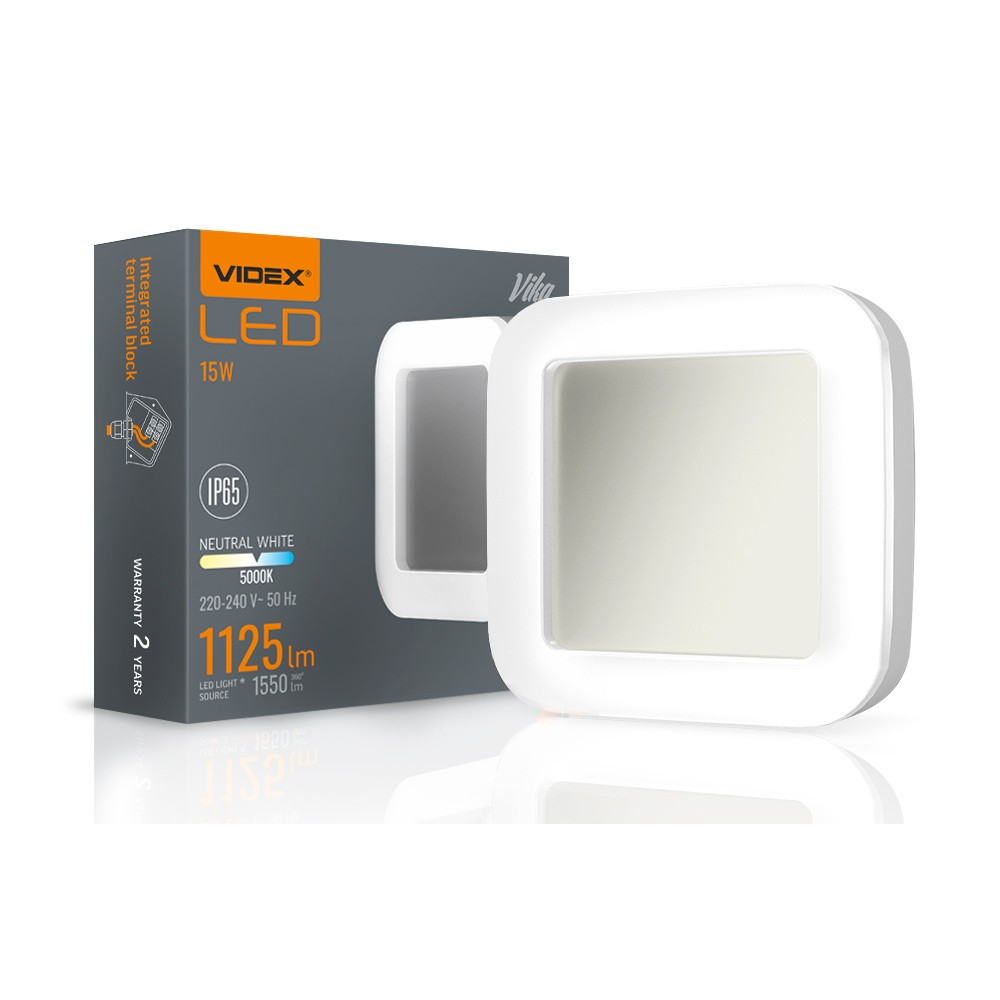 LED lámpatest , 15W , négyzet , természetes fehér, IP65 , VIDEX Vika
