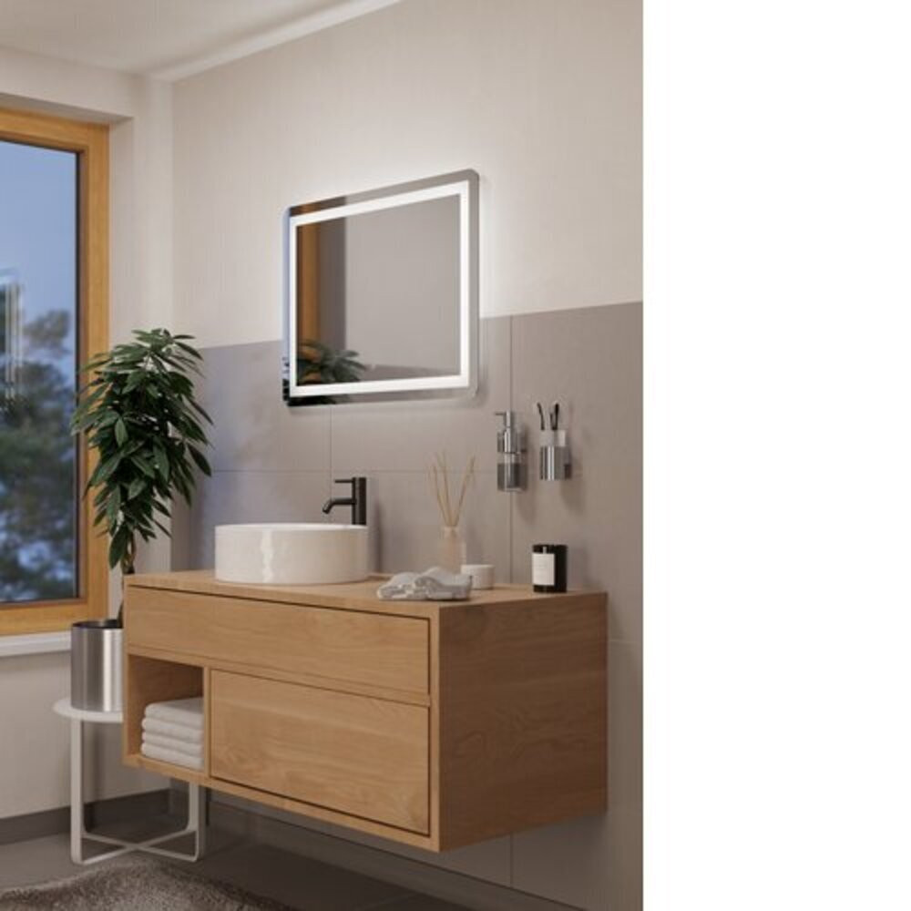 Tükör LED világítással , négyzet , 80 x 60 cm , 24W , 3000/4000/6500K , IP44 , EGLO , BUENAVISTA , 99839