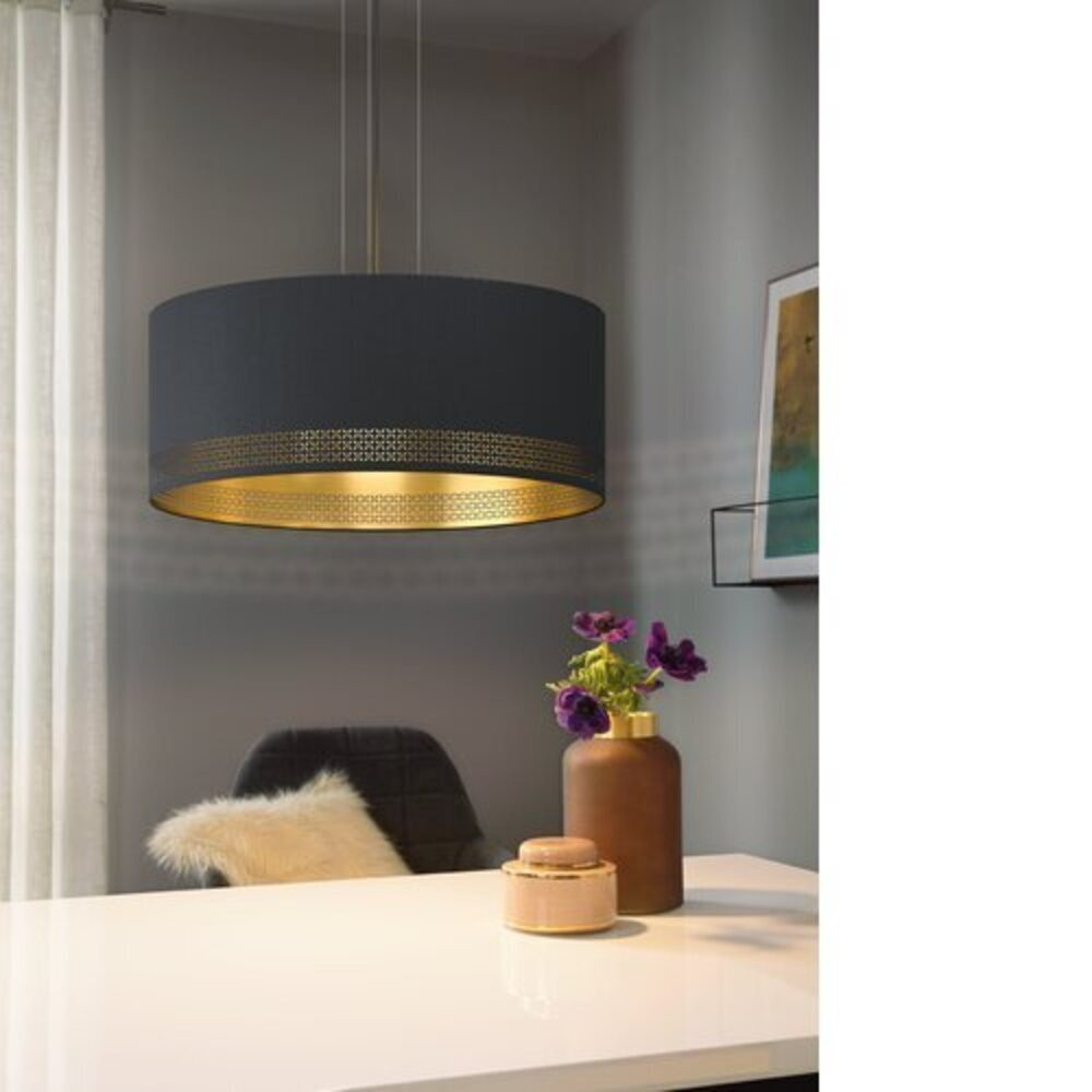 LED lámpa , függeszték , mennyezeti , 55 cm , E27 foglalattal , 3 x 40W , fekete - arany , EGLO , ESTEPERRA , 99274