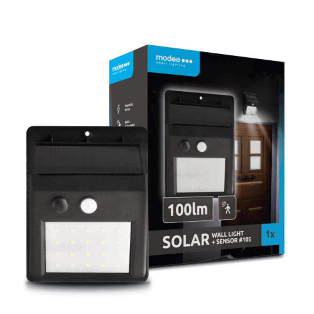 Modee Lighting LED Szolár Napelemes Fali Lámpa WS105 + szenzor (100 lumen)