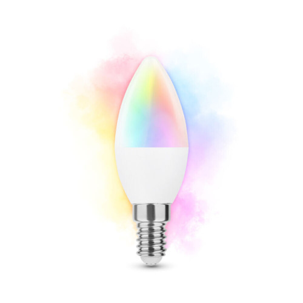 Led lámpatest , égő , gyertya , E14 , 4.9W , RGB , CCT , dimmelhető , WIFI , TUYA , Modee