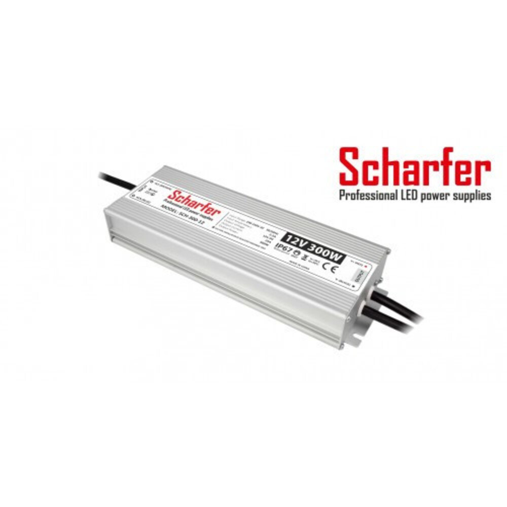 LED tápegység , 12 Volt , 300 Watt , 25A , kültéri , vízálló , IP67 , Scharfer , 7 év garancia