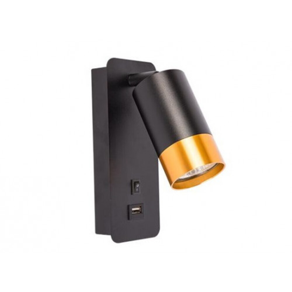 LED lámpa , oldalfali , GU10 foglalattal , arany, fekete , USB csatlakozóval , KLEMENS