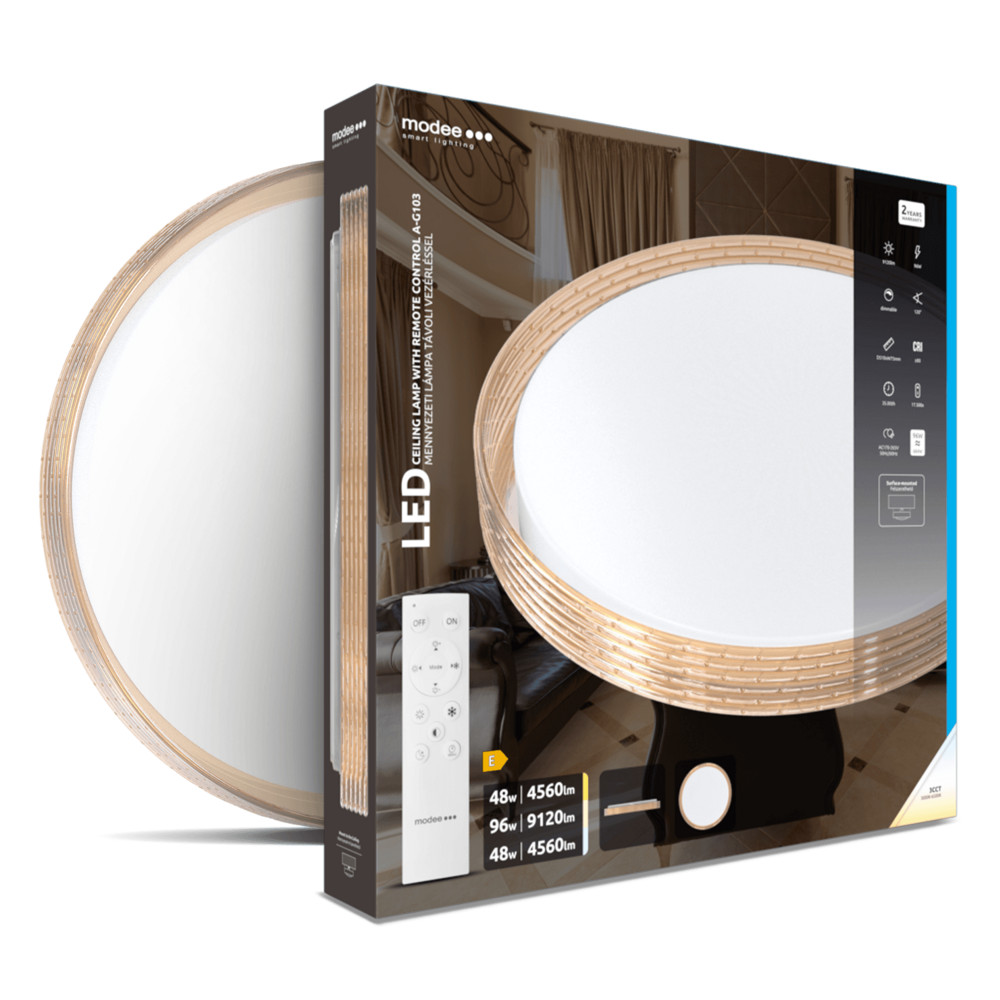 Modee Mennyezeti LED Lámpa 2x48W 3CCT D510x75mm + rem. A-G103 (9120 lumen) Barna