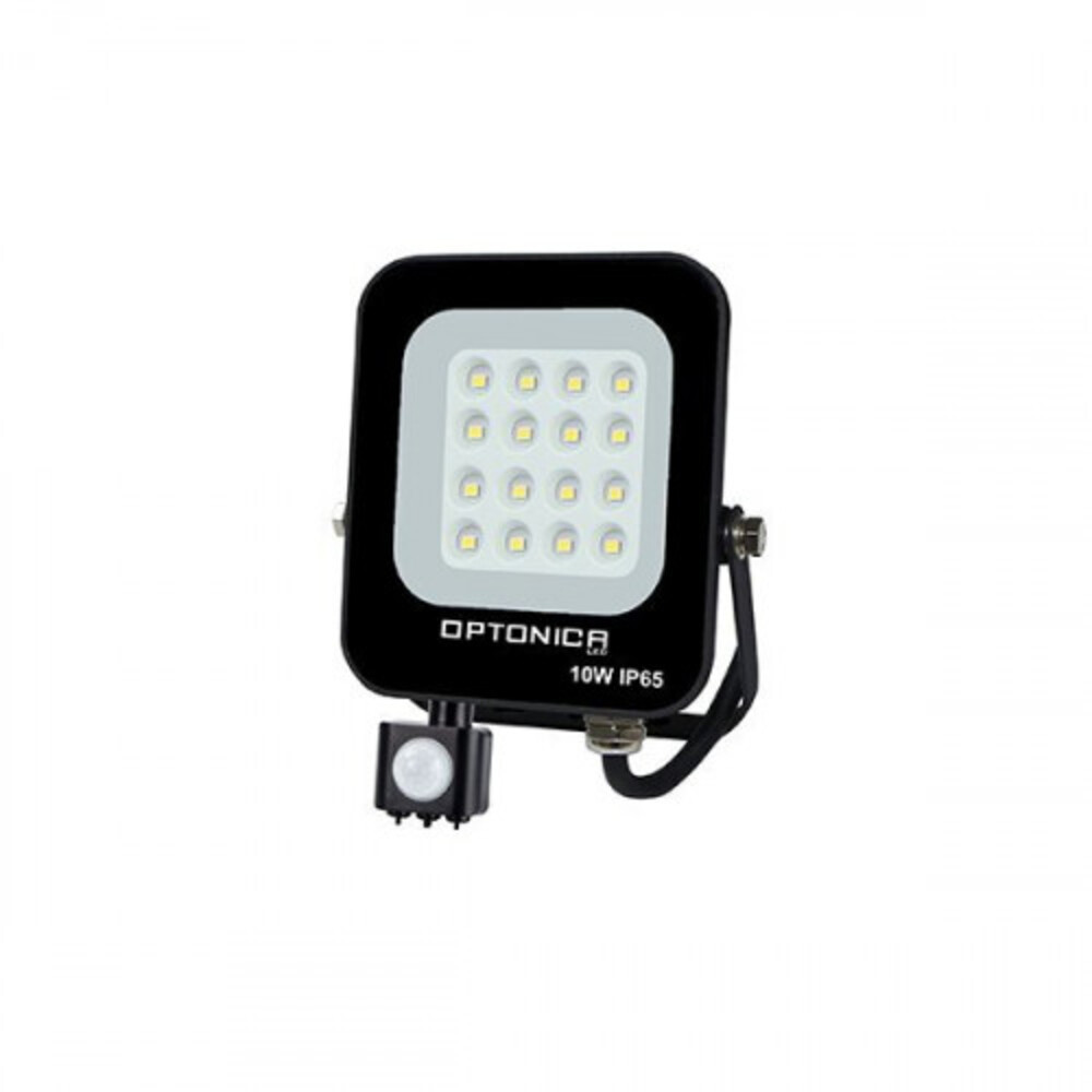 LED reflektor , 10 Watt , Ultra Slim , SMD , mozgásérzékelős , meleg fehér , fekete ház , IP65 , Optonica
