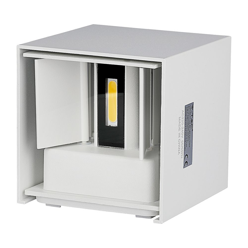 LED fali lámpa kétirányú négyzet alakú Bridgelux, 5w, 3000K, meleg fehér, 700lm, 120°, fehér, CRI>80, IP65, V-TAC, 217079