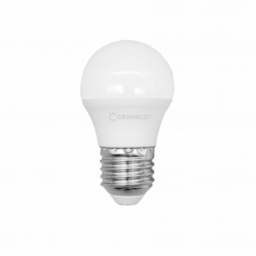 LED lámpa , égő , kisgömb , E27 foglalat , 3W , hideg fehér , COSMOLED