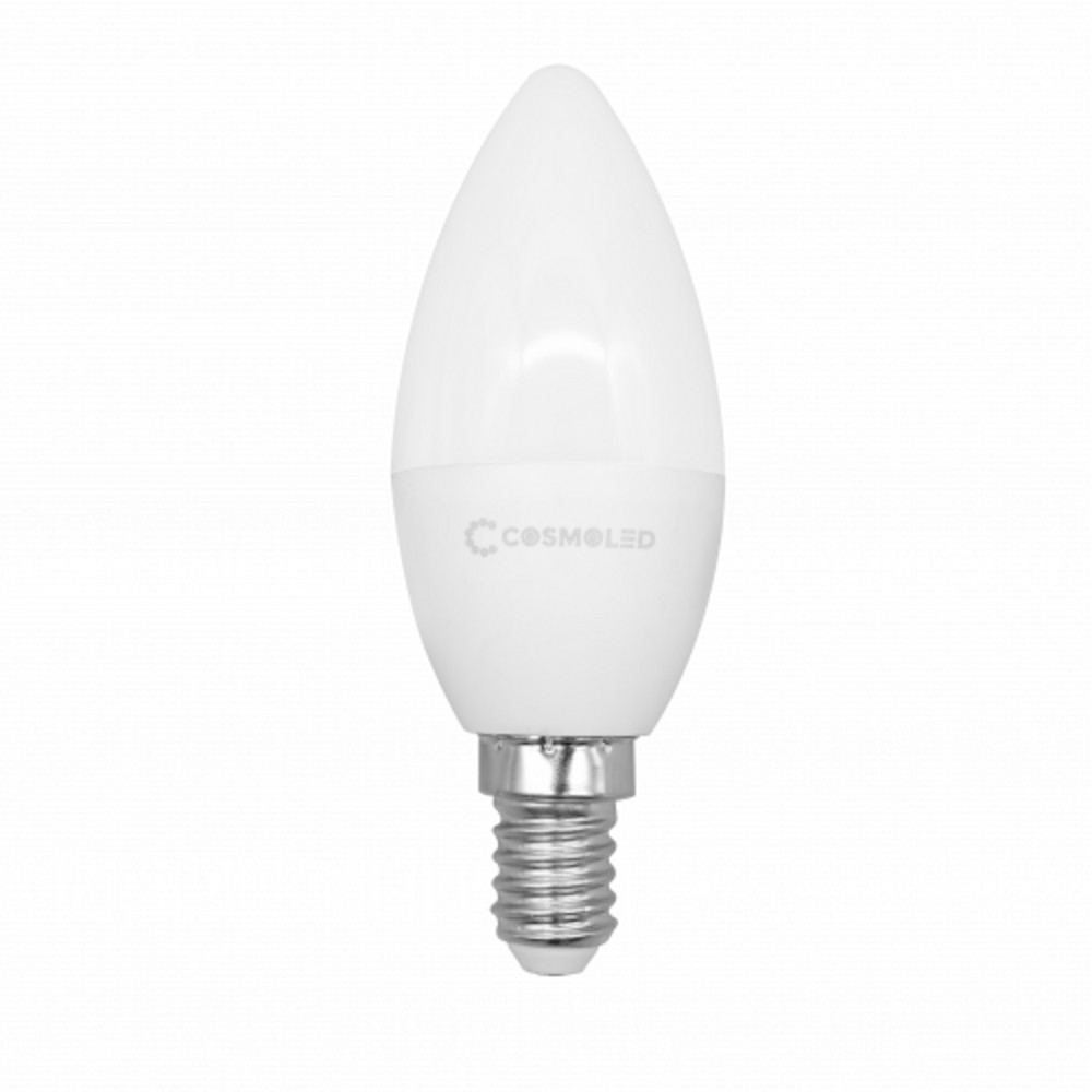 LED lámpa , égő , gyertya , E14 foglalat , 6W , természetes fehér , COSMOLED
