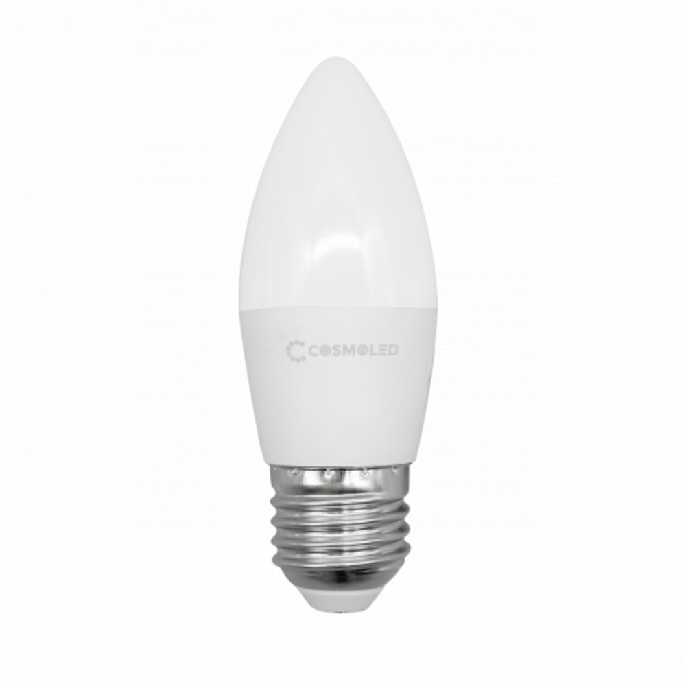 LED lámpa , égő , gyertya , E27 foglalat , 6W , természetes fehér , COSMOLED