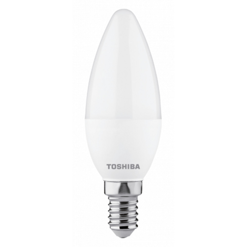 LED lámpa , égő , gyertya , E14 foglalat , 4.7 Watt , 220° , hideg fehér , TOSHIBA , 5 év garancia