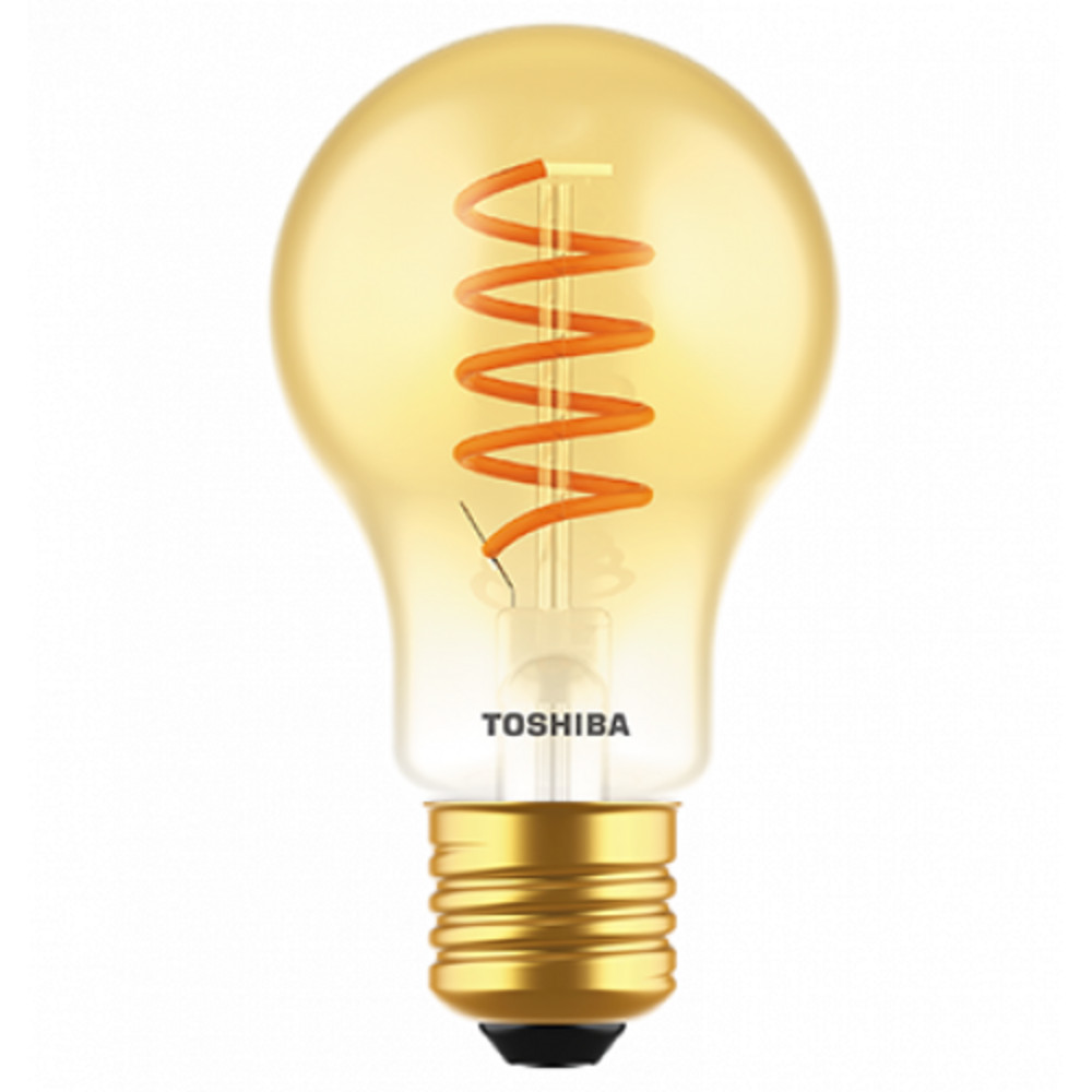 LED lámpa , égő , izzószálás hatás , filament , E27 foglalat , 4.5 Watt , meleg fehér , TOSHIBA , 5 év garancia
