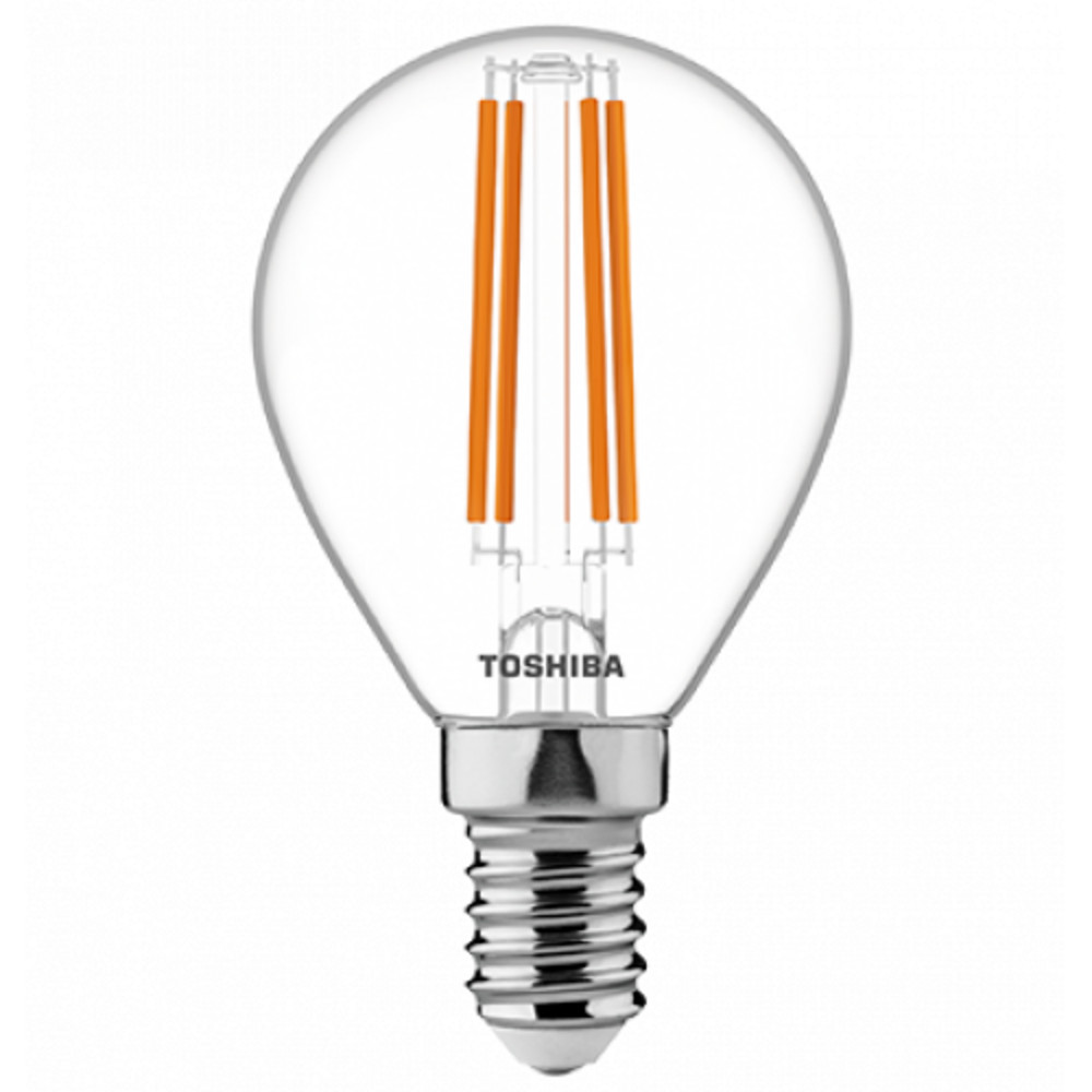 LED lámpa , égő , izzószálás hatás , filament , E14 foglalat , 4.5 Watt , dimmelhető , meleg fehér , TOSHIBA , 5 év garancia