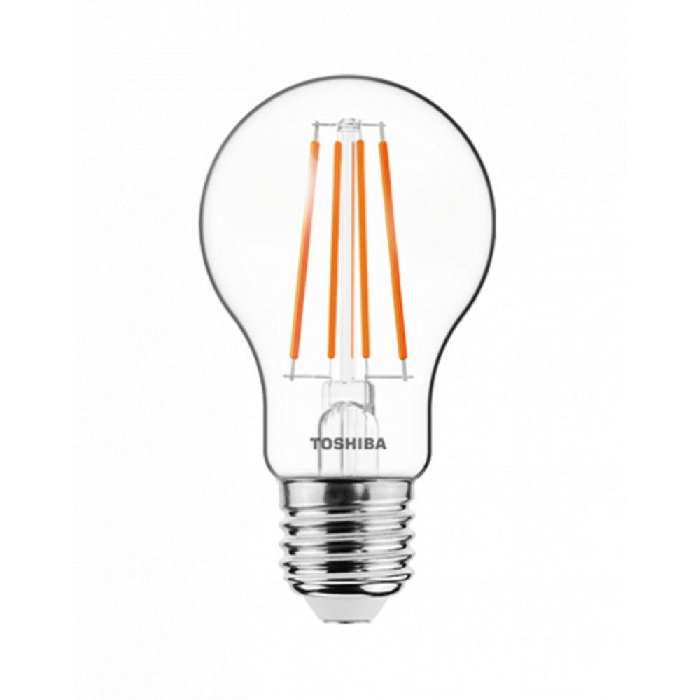 LED lámpa , égő , izzószálás hatás , filament , E27 foglalat , 4.5 Watt , 2700K , meleg fehér , TOSHIBA , 5 év garancia